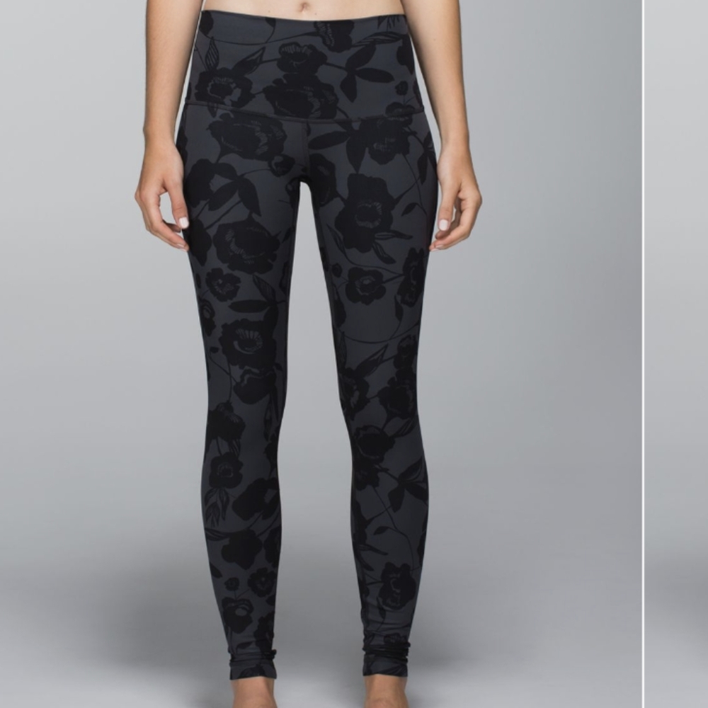 Lululemon Wunder Under Pant *Full-On Luon (Roll Down/Print)Flat Inky Flora